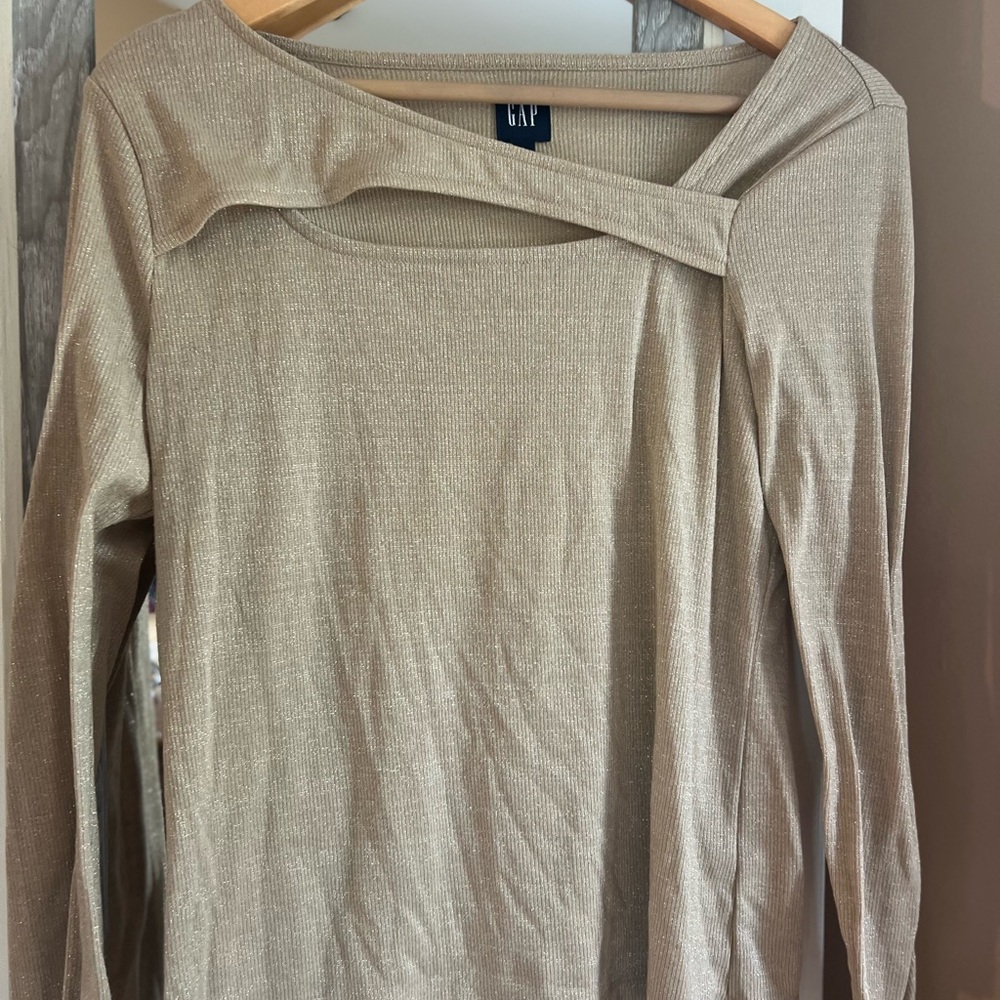 GAP Metallic Gold Long Sleeve Top